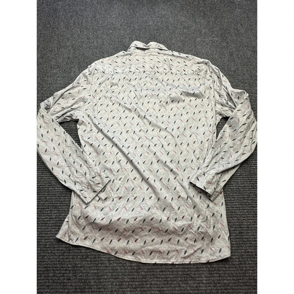 Johnnie-O Featherweight Shirt Mens Large Feather Print Button‎ Up Long Sleeve